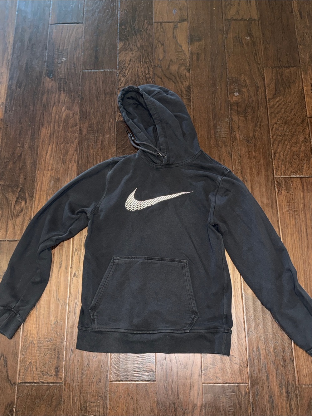 Nike Black Hoodie with White Chevron Swoosh’s Small